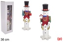 Quebra-nozes boneco de neve de madeira decorado Natal modelo sortido 36 cm