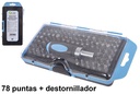 Pack 78 puntas con destornillador carraca