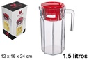 Jarra cristal con tapa roja Carol 1,5 litros