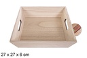 Caja madera cuadrada natural 27 cm