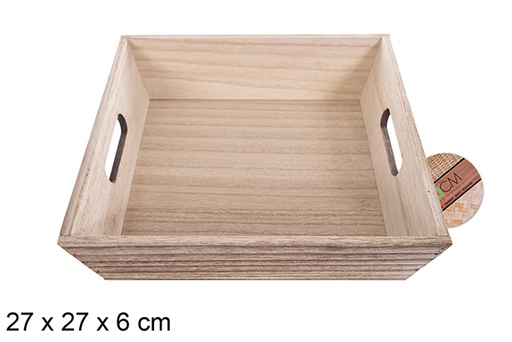 [114963] Caixa de madeira quadrada vintage 27 cm
