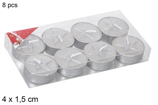 [114968] Pack 8 bougies décorées étoiles assorties 4x1,5 cm