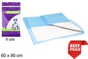 Pack 8 alfombras absorbentes mascotas 8 bolsa 60x90 cm