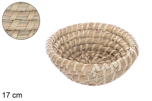 [115013] Round palm stitched seagrass basket 17 cm