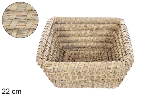 [115017] Square palm stitched seagrass basket 22 cm