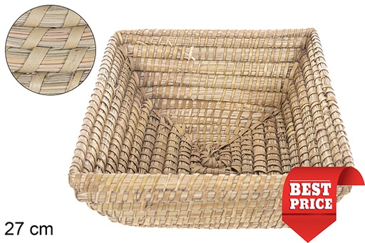 [115018] Square palm stitched seagrass basket 27 cm