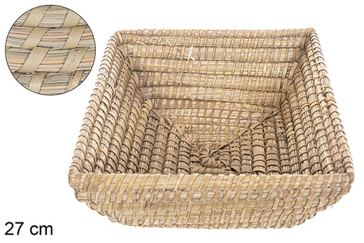 [115018] Square palm stitched seagrass basket 27 cm