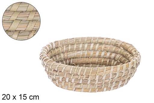 [115019] Oval palm stitched seagrass basket 20x15 cm