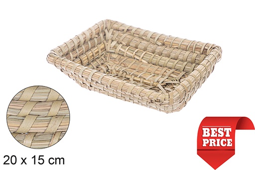 [115022] Cestino rettangolare seagrass cucito a palma 20x15 cm