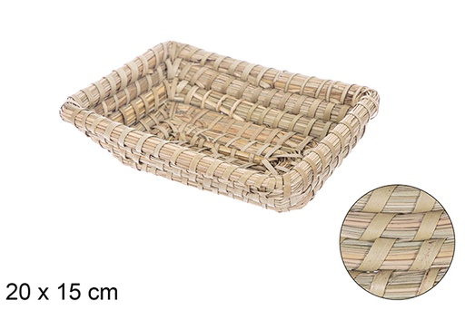 [115022] Rectangular palm stitched seagrass basket 20x15 cm