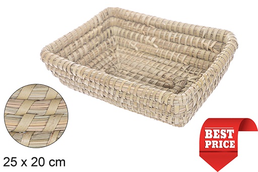 [115023] Cesta seagrass cosida palma rectangular 20x15 cm