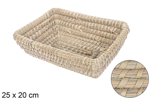 [115023] Rectangular palm stitched seagrass basket 25x20 cm