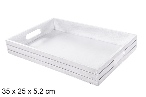 [115031] Silver wooden Christmas tray 35x25x5,2 cm