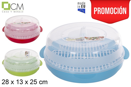 [115053] Plateau rond avec grille et couvercle pour décongeler couleurs assorties