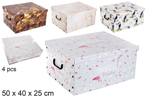 [201920] Caja montable cartón con asas decoración surtida