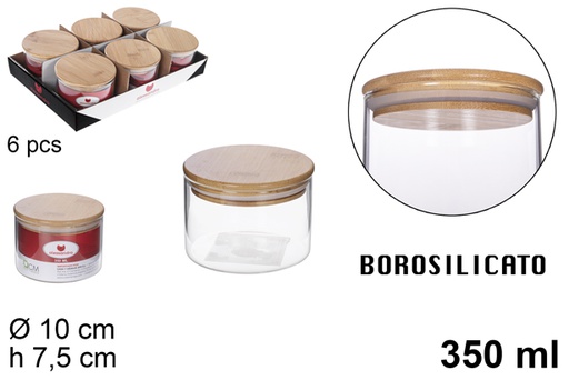 [115131] Frasco de borosilicato com tampa de bambu 350 ml