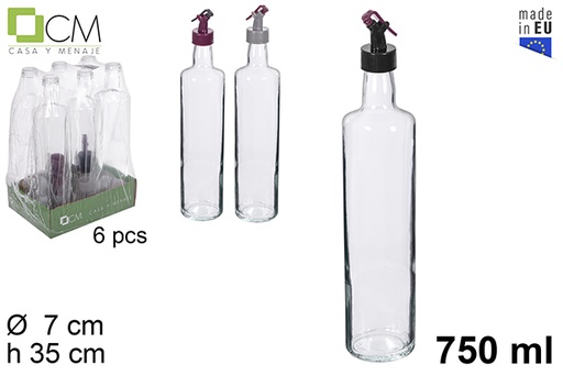 [115151] Dórica squared glass oil/vinegar dispenser anti-drip stopper 750 ml