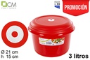 Contenitore per alimenti plastica tondo data rosso 3 l.