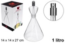 Aceitera cristal cuadrada con tapón pulverizador 1 litro