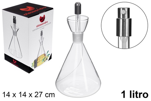 [115255] Glass oil cruet with spray stopper 1 l.