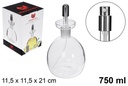 Aceitera cristal redonda con tapón pulverizador 750 ml 