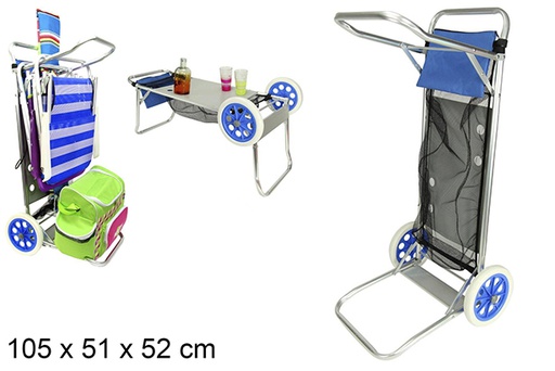 [115295] Chariot porte-chaise pour camping et plage 105x51 cm