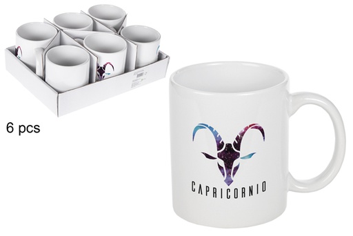 [115318] White Capricornio ceramic mug