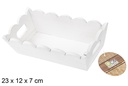 Caja madera ondulada rectangular blanca 23x12 cm