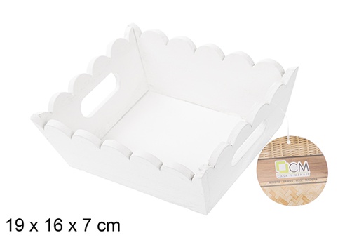 [115347] White rectangular corrugated wooden box 19x16 cm