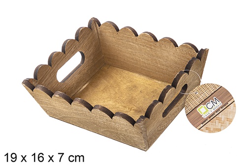 [115348] Rectangular mahogany corrugated wooden box 19x16 cm