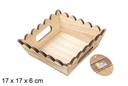 Caja madera ondulada cuadrada vintage 17 cm
