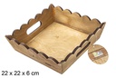 Square mahogany corrugated wooden box 22 cm