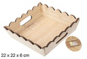 Natural square wavy wooden box 22 cm
