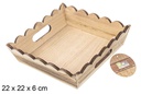 Caja madera ondulada cuadrada vintage 22 cm