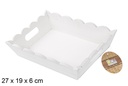 Caja madera ondulada rectangular blanca 27x19 cm