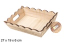 Caja madera ondulada rectangular vintage 27x19 cm