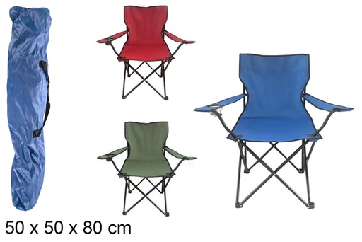 [115389] Sedia pieghevole con braccioli colori assortiti 50x80 cm