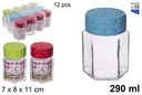 Bote cristal hexagonal tapa rattan colores surtidos 290 ml