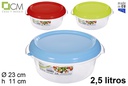 Fiambrera redonda tapa colores surtidos 2,5 l.