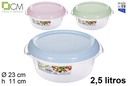 Fiambrera redonda tapa colores pastel 2,5 l.