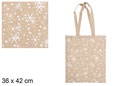 Bolsa tela Navidad beige/oro decorada estrella 36x42 cm