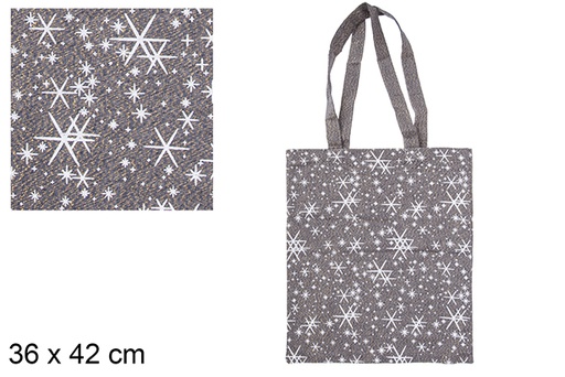 [115535] Bolsa tela Navidad marino/oro decorada estrella 36x42 cm