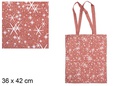 Bolsa tela Navidad rojo/oro decorada estrella 36x42 cm