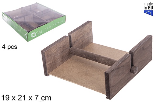 [115549] Porta-guardanapos quadrado de madeira de nogueira