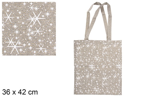 [115552] Bolsa tela Navidad verde/oro decorada estrella 36x42 cm