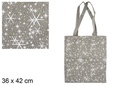 Bolsa tela Navidad verde/plata decorada estrella 36x42 cm