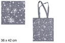 Bolsa tela Navidad marino/plata decorada estrella 36x42 cm