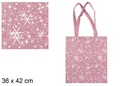Bolsa tela Navidad rojo/plata decorada estrella 36x42 cm