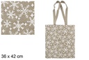 Bolsa tela Navidad verde/oro decorada copos de nieve 36x42 cm