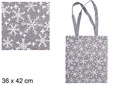 Bolsa tela Navidad marino/oro decorada copos de nieve 36x42 cm